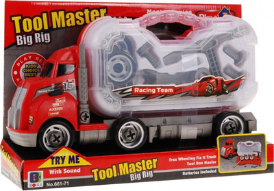 Lodër kamion Bohui Tool Master, me valixhe veglash, me zë, i kuq