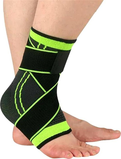Ortezë kyçi këmbë Joint Ankle Orthosis, elastike, me shirit ngjitës, e zezë me të gjelbër