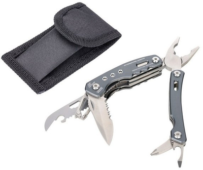 Vegël shumëpërdorimëshe TROIKA RUCKSACK TOOL, e vogël, për çantë shpine, metalike