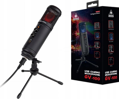 Гејминг микрофон Kruger&amp;Matz GV-100, со база, со RGB осветлување, црн