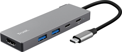 USB C концентратор Trust Dalyx 5 во 1, HDMI, Power Delivery 100W, сив