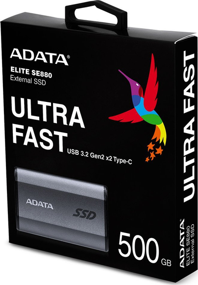 Disku i jashtëm SSD ADATA Elite SE880, 500GB, USB-C, i hirtë