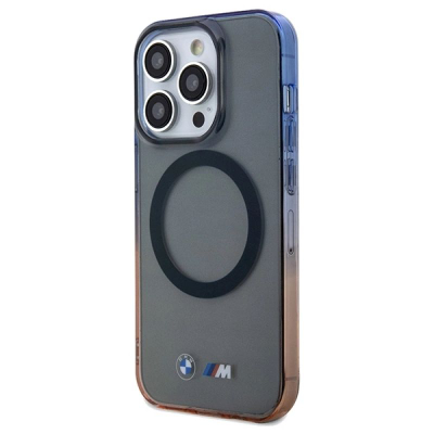 Mbrojtëse telefoni BMW Gradient Bumper MagSafe, për iPhone 15 Pro Max 6.7", transparente, gri