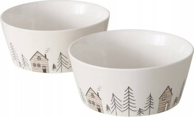 Enë qeramike Boltze Home Homewood, 500 ml, Ø 15 cm, gri me bredh dimri