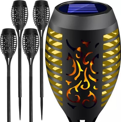 Set llamba dielli për kopsht Torch, LED, 4 copë, dritë e ngrohtë
