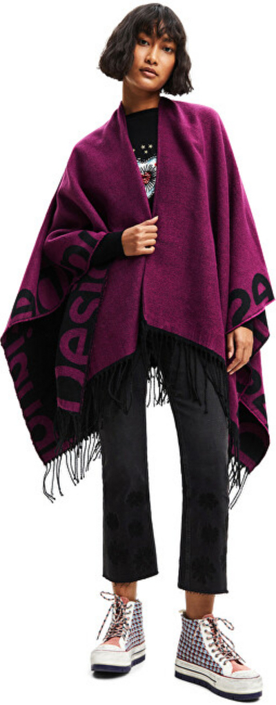 Pelerinë Desigual Poncho Paris, vjollcë/ e zezë
