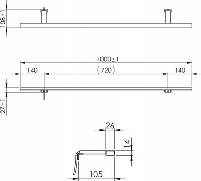 Llampë murale Elita Esther 100 LED, 100cm, 4000K, e zezë mat