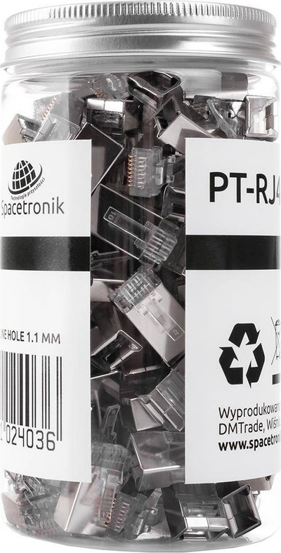 Fishe rrjeti RJ45 Spacetronik PT-RJ456FT-11, Cat6 FTP, set 100 copë, metalik
