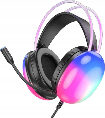 Kufje gaming Hoco W109 Plus Rich, 7.1 channel, RGB, të zeza