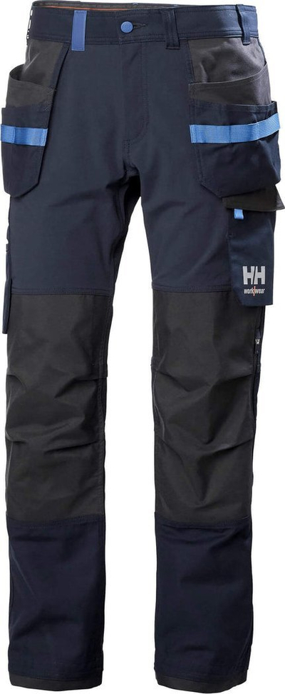 Pantallona pune Helly Hansen Workwear Oxford 4X Stretch, me xhepa t’varur, të përforcuar te gjunjët, blu e errët me të zeza C46