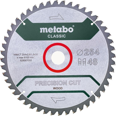 Teh rrethor Metabo Precision Cut Classic 628061000, 254mm, 48 dhëmbë