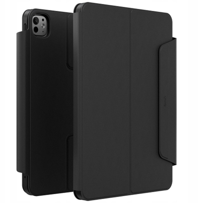 Futrollë magnetike UNIQ Rovus Snapmount për iPad Pro 11 M4, që çahet më vete, rrotullim 360°, gri