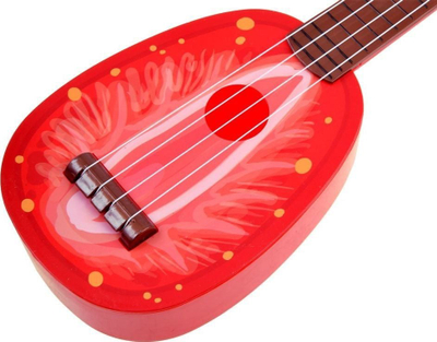 Kitarë lodër për kalamaj IN0033, ukulele me fruta, plastike, e kuqe