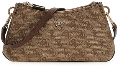 Çantë shpatulle Guess Noelle II, 3 ndarje, crossbody, bezhë