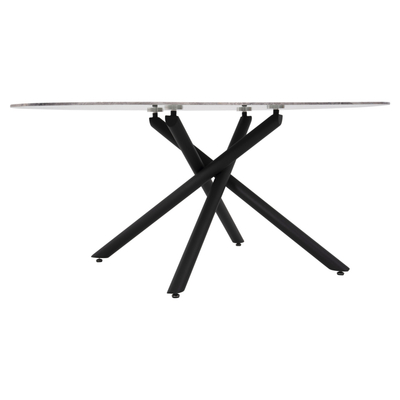 Tavolinë ngrënieje Prentis HM9770.02, qeramike 12mm mermer i zi, 180x90x76 cm, me këmbë metalike të zeza