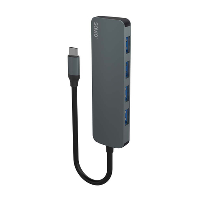 Hub USB-C Savio AK-54, 4x USB-A, USB 3.2 Gen 1, gri