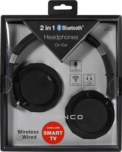 Kufje pa tela Vivanco BTHP 260, Bluetooth, me mikrofon, të zeza