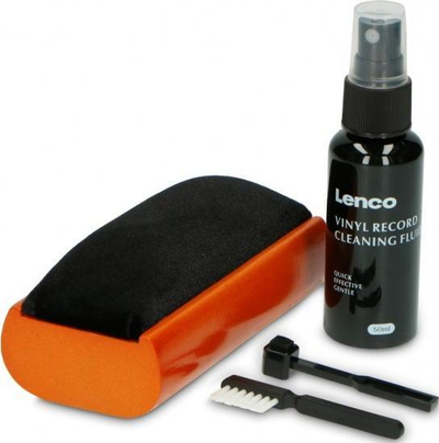 Сет за чистење винил Lenco Vinyl Cleaning Kit 5in1, средство 50 ml, комплет додатоци, црн