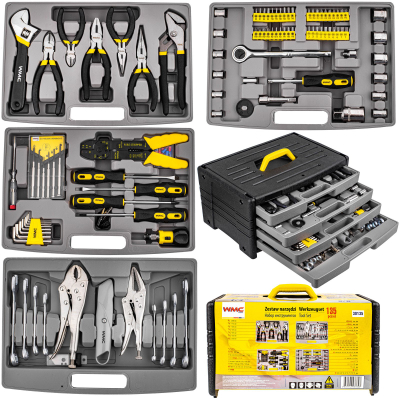 Set veglash WMC 30135, 135 pjesë, krom vanadium, i zi e verdhë