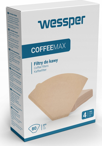 Filterë letre për kafe Wessper Coffemax Nr.4, 80 copë, ngjyrë kafe