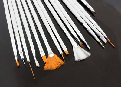 Furça për stilim të thonjëve TopShine, 15 copë, të bardha