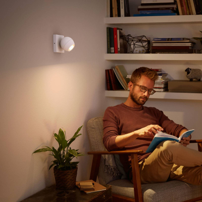 Spot tavani Philips Hue White Ambiance Buckram, LED, 1 llampë, i bardhë
