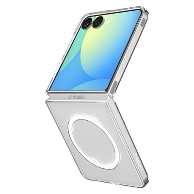 Mbulesë telefoni Spigen Air Skin MagFit për Galaxy Z Flip 7, transparente, me unazë të bardhë