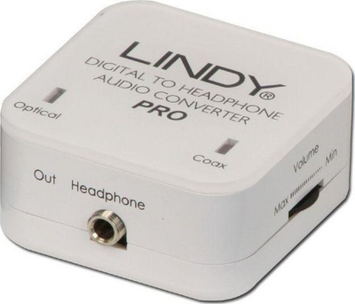 Konvertues audio Lindy 70467 DAC, nga dixhitali në analog, 24bit 192KHz, ngjyrë e zezë