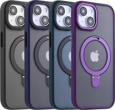 Mbrojtëse telefoni MX Kickstand Magsafe për iPhone 15 Pro Max 6.7", me unazë mbajtëse, ngjyrë e purpurt