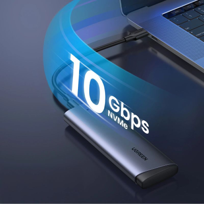 Kuti SSD UGREEN M.2 NVMe, USB 3.2 Gen 2, 10 Gbps, gri metal