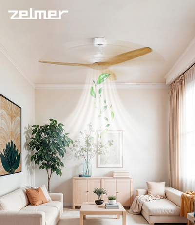Ventilator tavani Zelmer ZCF5600, 132cm, motor DC i qetë, dru panje e bardhë