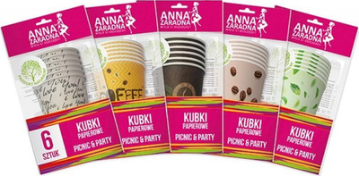 Gota letre Anna Zaradna Picnic &amp; Party, 250 ml, set me 6 copë, shumëngjyrëshe