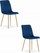 Set karrigesh LAVA Oskar, kadife navy blue, këmbë druri, 2 copë