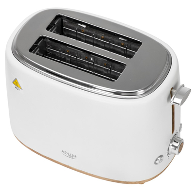 Toster ADLER AD 3225, 2 feta, 800W, funkcioni grill, i bardhë