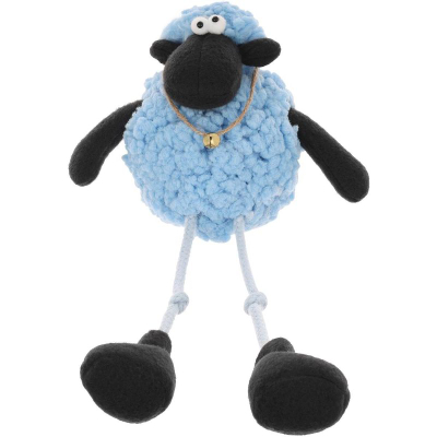 Figurinë dekorative Saska, qengj i ulur, set 10cm 25cm, prej tekstili, blu