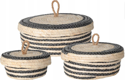 Set shporta me kapak Home Styling Collection, kashtë natyrale, 3 copë, shumëngjyrëshe