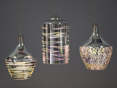 Lampë varëse Beliani Sangone, xham, shkon me LED, argjend