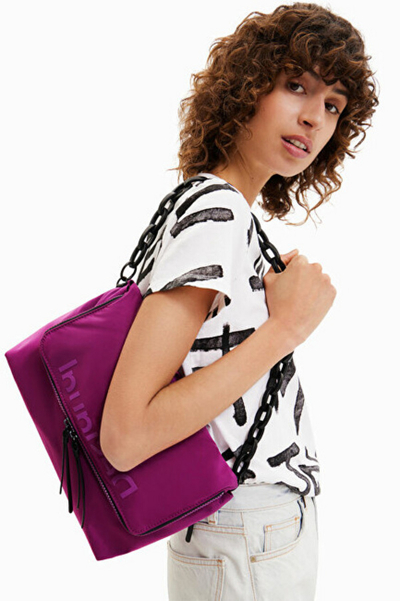 Çantë krahu Desigual Logout Venecia Maxi 22WAXA44 3017, vjollcë