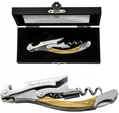 Hapës verë Laguiole Style De Vie Olive Wood, çelik inox, dru ulliri, argjendtë