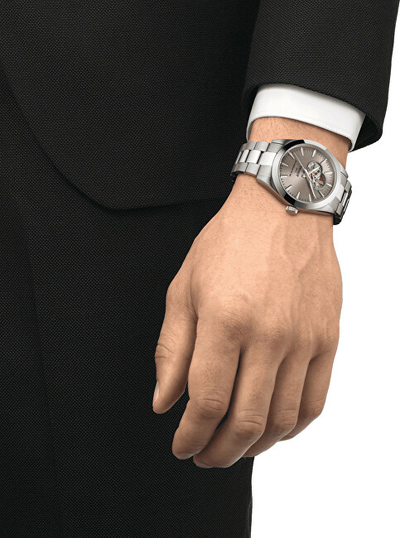 Orë për meshkuj Tissot Gentleman Powermatic 80 Open Heart T127.407.11.081.00, e argjendtë