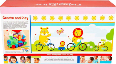 Set lodrash Fisher Price Train Dough, lokomotivë me vagona, brum formues, shumëngjyrësh