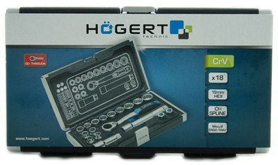 Set çelësash godinë Hogert Technik HT1R478, 18 pjesë, 10-24mm, gri