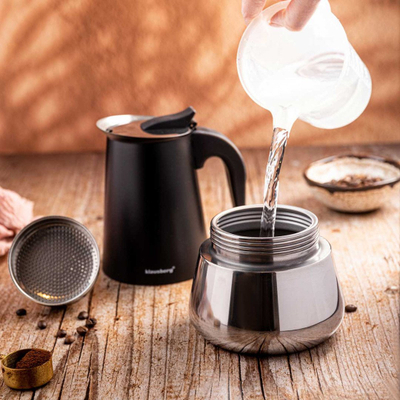 Xhezve për espresso Klausberg KB7846, 9 filxhanë, inoks, ngjyrë argjendi