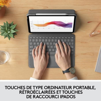 Këllëf tastierë me touchpad Logitech Folio Touch për iPad Air 11", Oxford Grey