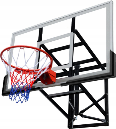 Panel basketbolli Master për mur, 140 x 80 cm, skelet çeliku, me unazë dhe rrjetë