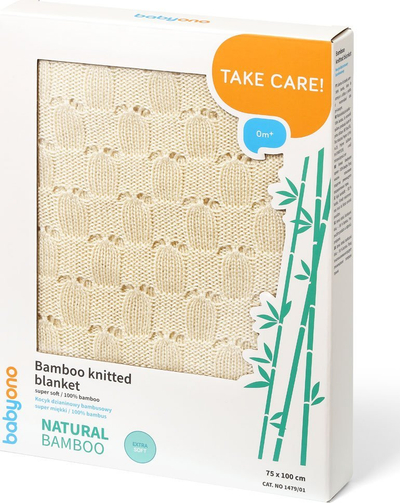 Batanije për beb BabyOno Take Care Bamboo, e thurme, 75x100 cm, krem