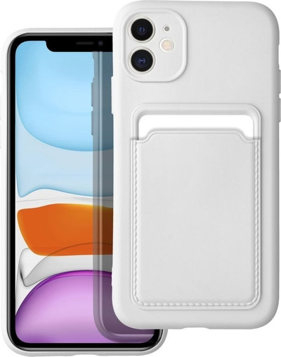 Maskë telefoni Forcell Card Slot për iPhone 11, me xhep për kartë, e bardhë
