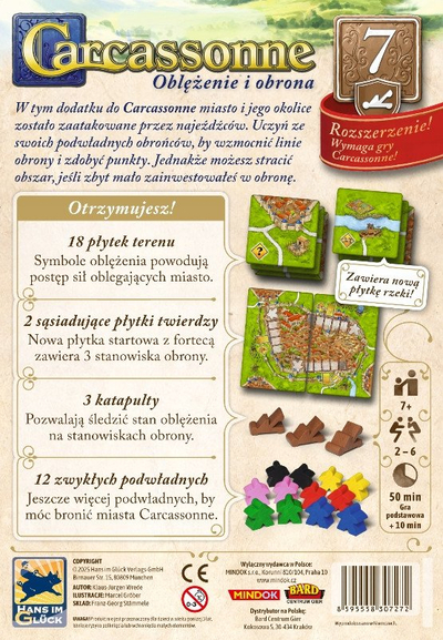 Zгoлемување на игра на маса Bard Carcassonne 3 Опсади и одбрана, 7‑мо издание, на полски јазик