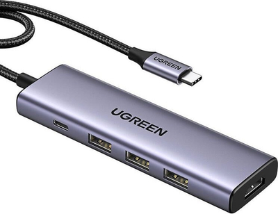 HUB USB C Ugreen Revodok 5 në 1, HDMI 4K 60Hz, PD 100W, gri metalik