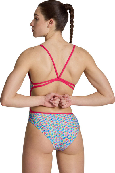 Kostum banje njëpjesësh Arena Starfish Lace, MaxLife Eco, UV 50+, shumëngjyrësh